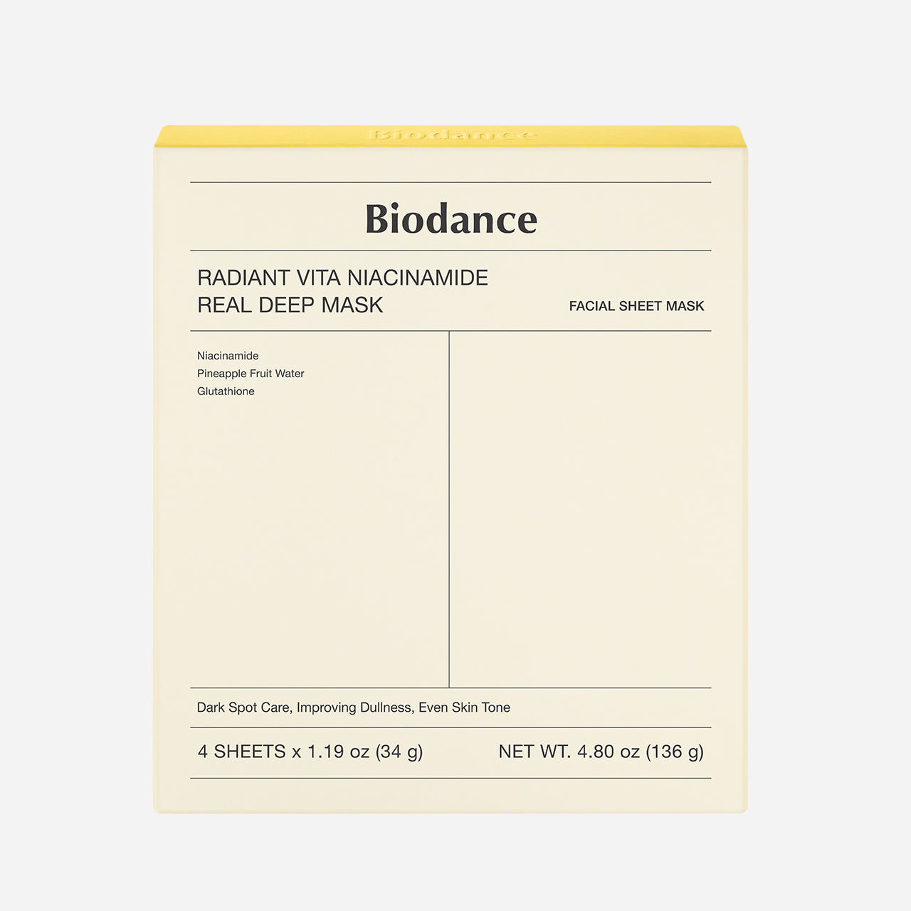 Biodance - Máscara Radiant Vita Niacinamide Real Deep Mask (COMPRE 3 LEVE 4)